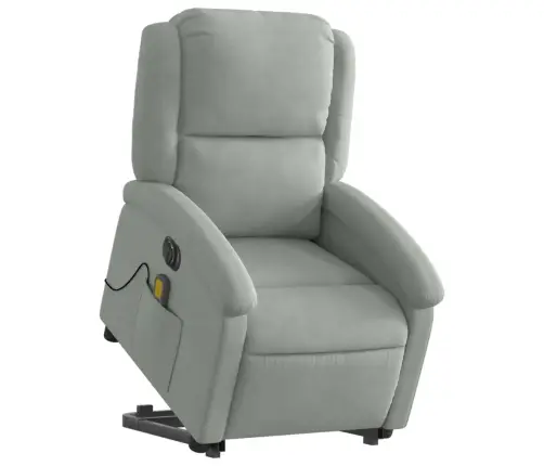 Atsistojantis Masažinis Krėslas, Šviesiai Pilkas, Aksomas