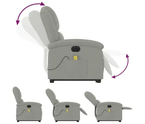 Atsistojantis Masažinis Krėslas, Šviesiai Pilkas, Aksomas