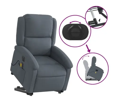 Elektriline Püstitõusmist Toetav Massaažitool, Tumehall, Samet