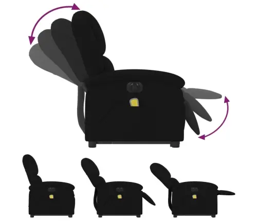 Elektrinis Atsistojantis Masažinis Krėslas, Juodas, Aksomas