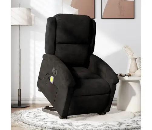 Elektrinis Atsistojantis Masažinis Krėslas, Juodas, Aksomas