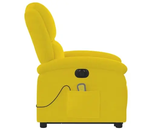 Elektrisks Masāžas Krēsls, Paceļams, Atgāžams, Dzeltens Samts Vidaxl