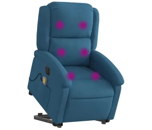 Elektrisks Masāžas Krēsls, Paceļams, Atgāžams, Zils Samts Vidaxl