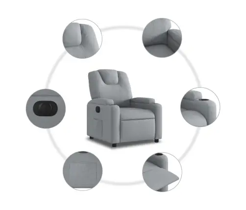 Elektrisks Atpūtas Krēsls, Atgāžams, Gaiši Pelēks Audums Vidaxl