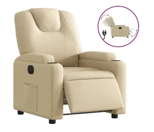 Elektrisks Atpūtas Krēsls, Atgāžams, Krēmkrāsas Audums Vidaxl