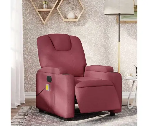Elektrisks Masāžas Krēsls, Atgāžams, Vīnsarkans Audums Vidaxl