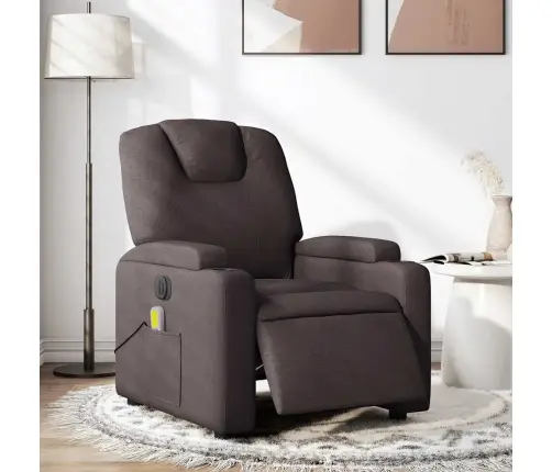 Elektrisks Masāžas Krēsls, Atgāžams, Tumši Brūns Audums Vidaxl