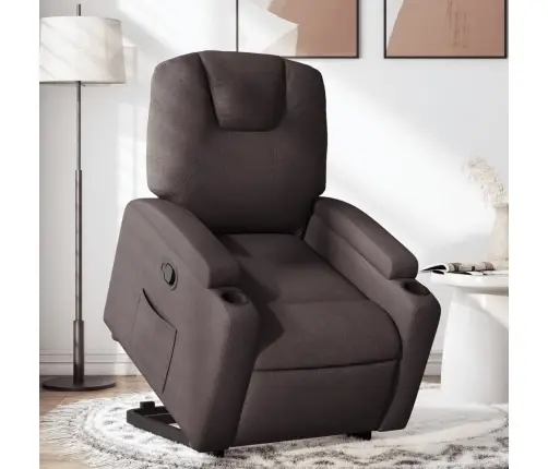Atpūtas Krēsls, Paceļams, Atgāžams, Tumši Brūns Audums Vidaxl