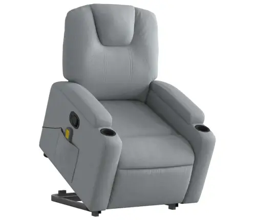 Masāžas Krēsls, Paceļams, Atgāžams, Gaiši Pelēks Audums Vidaxl