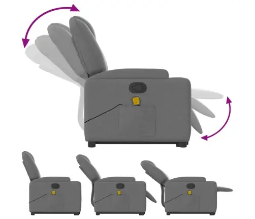 Masāžas Krēsls, Paceļams, Atgāžams, Tumši Pelēks Audums Vidaxl