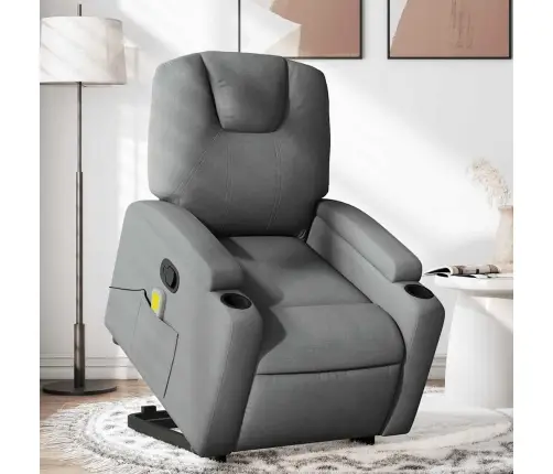 Masāžas Krēsls, Paceļams, Atgāžams, Tumši Pelēks Audums Vidaxl