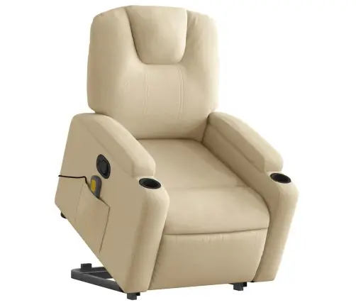 Masāžas Krēsls, Paceļams, Atgāžams, Krēmkrāsas Audums Vidaxl