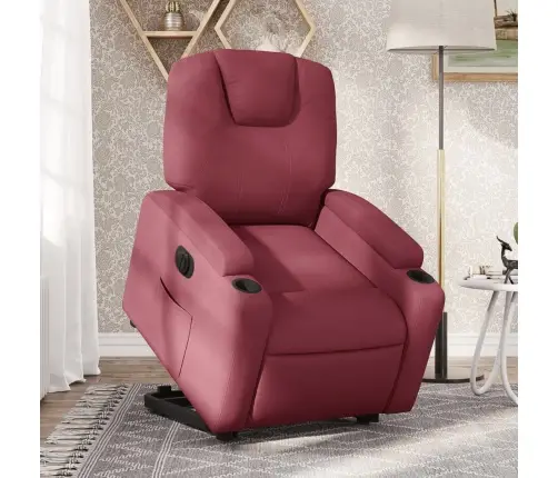 Elektrisks Atpūtas Krēsls, Paceļams/Atgāžams, Vīnsarkans Audums Vidaxl