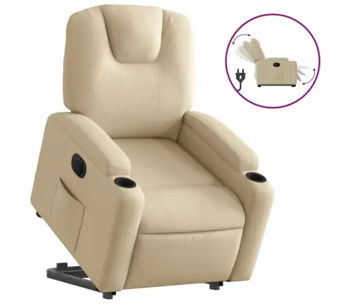 Elektrinis Atsistojantis Atlošiamas Krėslas, Kreminis, Audinys