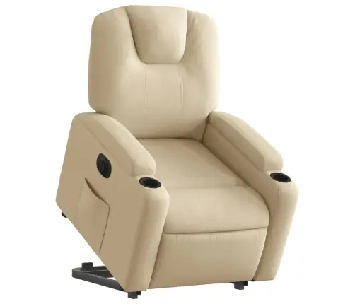 Elektrinis Atsistojantis Atlošiamas Krėslas, Kreminis, Audinys