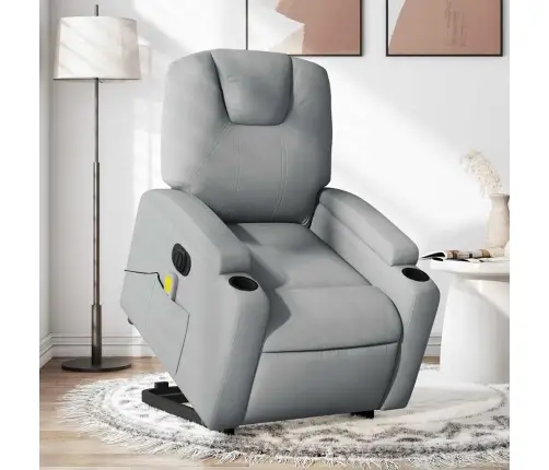 Elektrisks Masāžas Krēsls, Paceļams, Atgāžams, Pelēks Audums Vidaxl