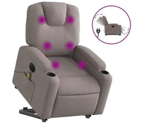 Elektrisks Masāžas Krēsls, Paceļams, Pelēkbrūns Audums Vidaxl