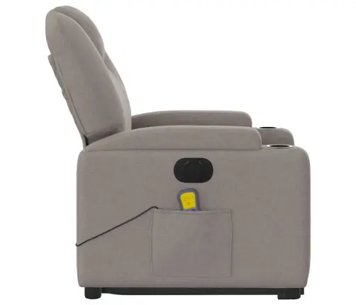 Elektrisks Masāžas Krēsls, Paceļams, Pelēkbrūns Audums Vidaxl