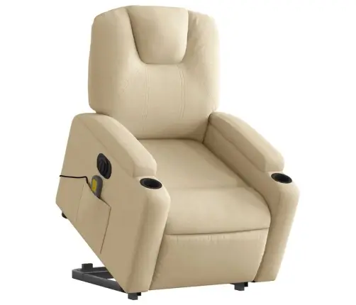 Elektrisks Masāžas Krēsls, Paceļams, Krēmkrāsas Audums Vidaxl