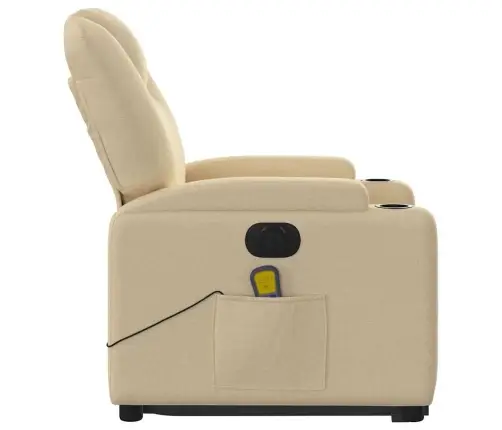 Elektrisks Masāžas Krēsls, Paceļams, Krēmkrāsas Audums Vidaxl