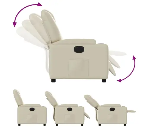 Elektrisks Atpūtas Krēsls, Atgāžams, Krēmkrāsas Mākslīgā Āda Vidaxl