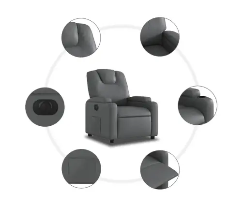 Elektrinis Atlošiamas Krėslas, Pilkos Spalvos, Dirbtinė Oda Elektrinis Atlošiamas Krėslas, Pilkos Spalvos, Dirbtinė Oda