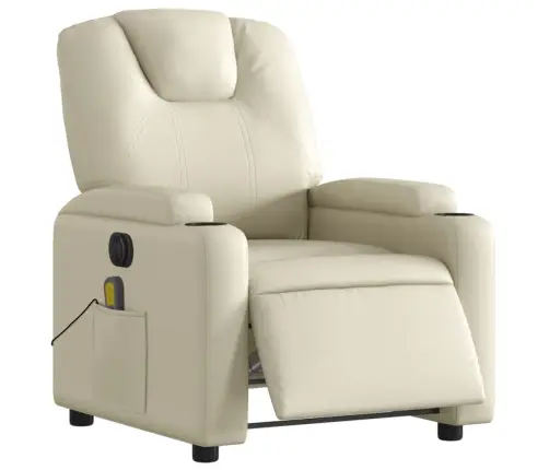 Elektrisks Masāžas Krēsls, Atgāžams, Krēmkrāsas Mākslīgā Āda Vidaxl
