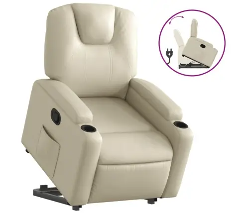 Paceļams Atpūtas Krēsls, Krēmkrāsas Mākslīgā Āda Vidaxl