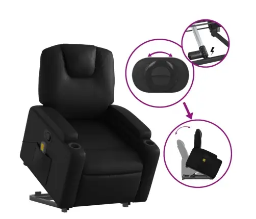 Atsistojantis Masažinis Krėslas, Juodas, Dirbtinė Oda