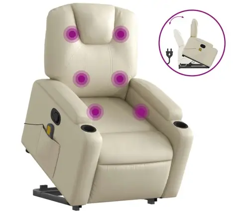 Masāžas Krēsls, Paceļams, Atgāžams, Krēmkrāsas Mākslīgā Āda Vidaxl