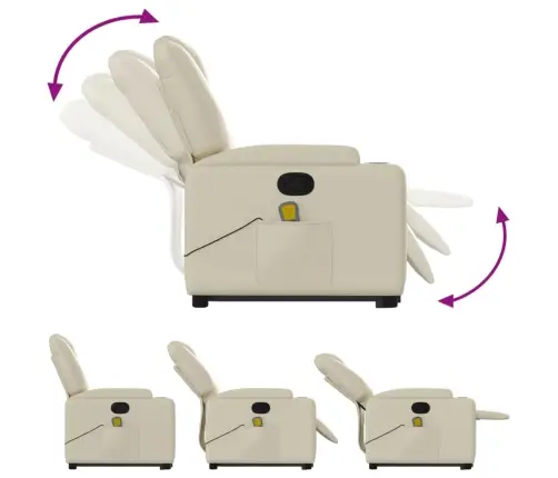 Masāžas Krēsls, Paceļams, Atgāžams, Krēmkrāsas Mākslīgā Āda Vidaxl