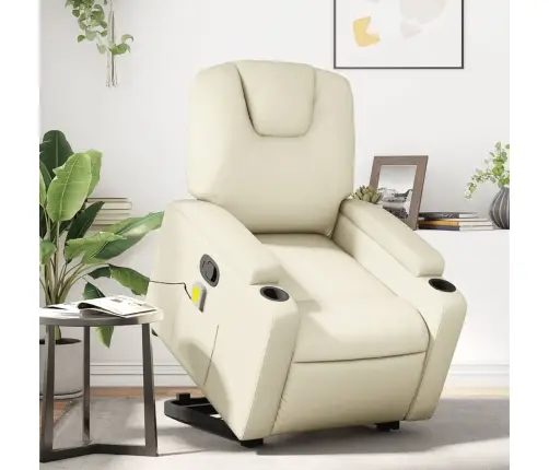 Masāžas Krēsls, Paceļams, Atgāžams, Krēmkrāsas Mākslīgā Āda Vidaxl