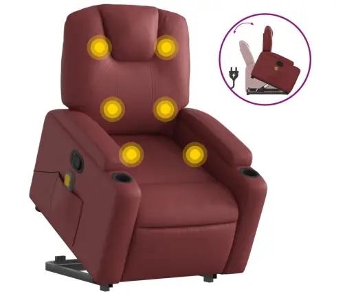 Atsistojantis Masažinis Krėslas, Raudonojo Vyno, Dirbtinė Oda