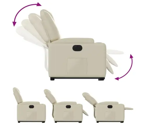 Atsistojantis Elektrinis Krėslas, Kreminis, Dirbtinė Oda