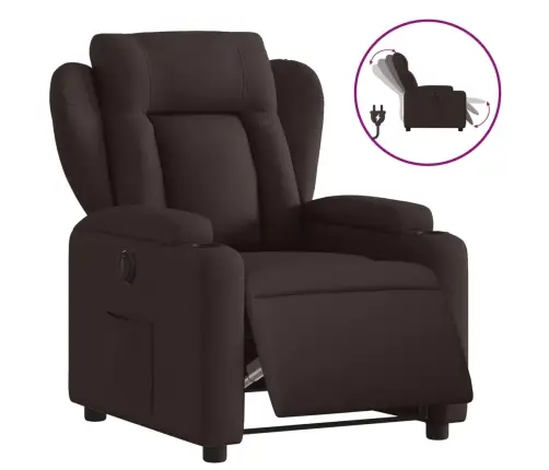 Elektrisks Atpūtas Krēsls, Atgāžams, Tumši Brūns Audums Vidaxl