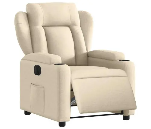 Elektrisks Atpūtas Krēsls, Atgāžams, Krēmkrāsas Audums Vidaxl