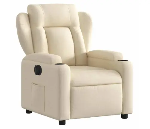 Elektrisks Atpūtas Krēsls, Atgāžams, Krēmkrāsas Audums Vidaxl