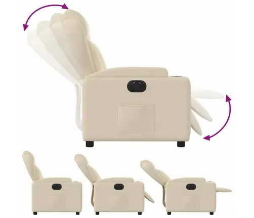 Elektrisks Atpūtas Krēsls, Atgāžams, Krēmkrāsas Audums Vidaxl