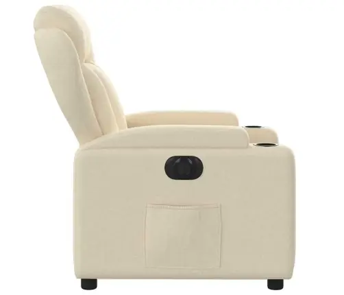 Elektrisks Atpūtas Krēsls, Atgāžams, Krēmkrāsas Audums Vidaxl