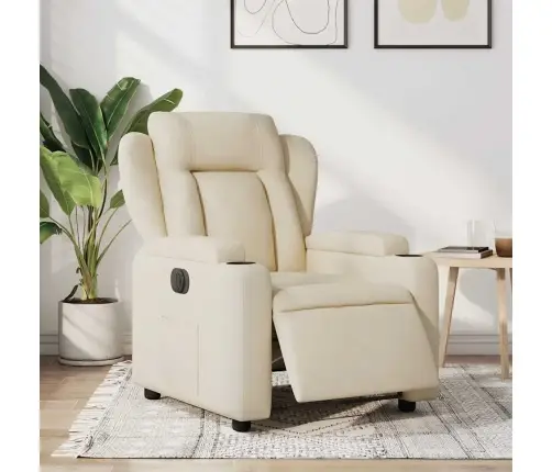 Elektrisks Atpūtas Krēsls, Atgāžams, Krēmkrāsas Audums Vidaxl
