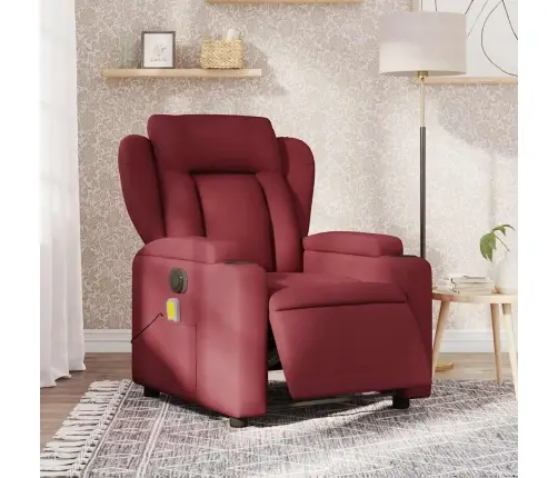 Elektrisks Masāžas Krēsls, Atgāžams, Vīnsarkans Audums Vidaxl