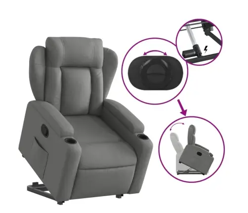 Atsistojantis Atlošiamas Krėslas, Tamsiai Pilkas, Audinys Atsistojantis Atlošiamas Krėslas, Tamsiai Pilkas, Audinys