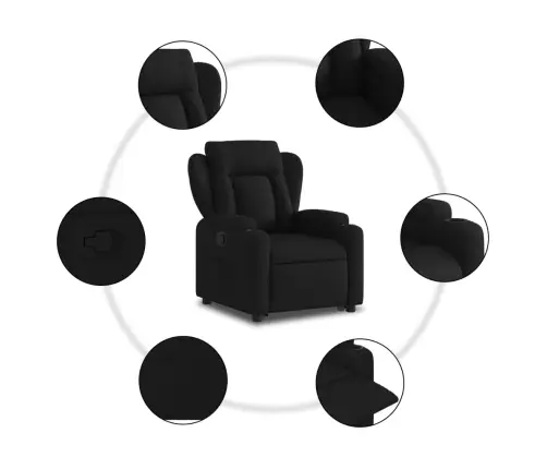 Atpūtas Krēsls, Paceļams, Atgāžams, Melns Audums Vidaxl