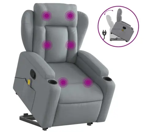 Masāžas Krēsls, Paceļams, Atgāžams, Gaiši Pelēks Audums Vidaxl