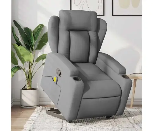 Masāžas Krēsls, Paceļams, Atgāžams, Gaiši Pelēks Audums Vidaxl