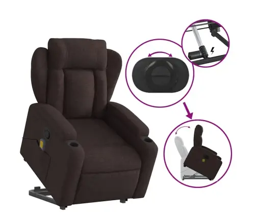 Püsti Tõusmist Toetav Massaažitool, Tumepruun, Kangas