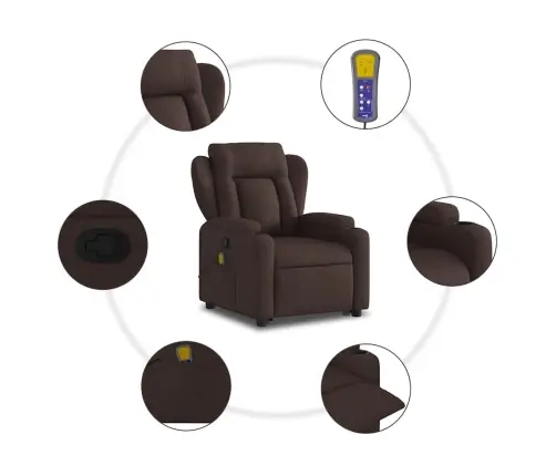 Püsti Tõusmist Toetav Massaažitool, Tumepruun, Kangas