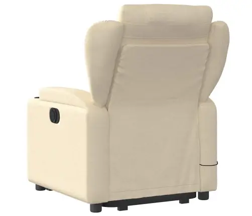 Atsistojantis Atlošiamas Masažinis Krėslas, Kreminis, Audinys