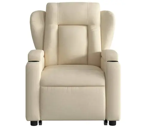 Atsistojantis Atlošiamas Masažinis Krėslas, Kreminis, Audinys