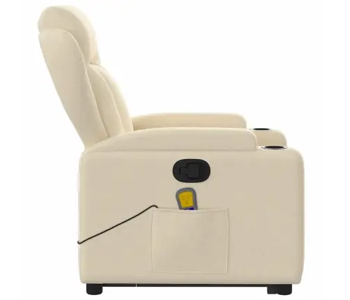 Atsistojantis Atlošiamas Masažinis Krėslas, Kreminis, Audinys